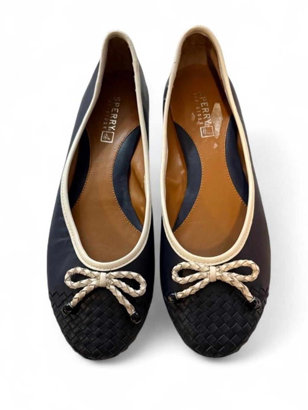 NWOB Sperry ballet flats navy blue and white size 8